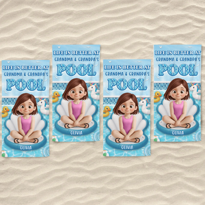 Serviette de plage personnalisée - Cadeaux de vacances et de voyage personnalisés pour la famille et les enfants - Fête de piscine pour petits-enfants
