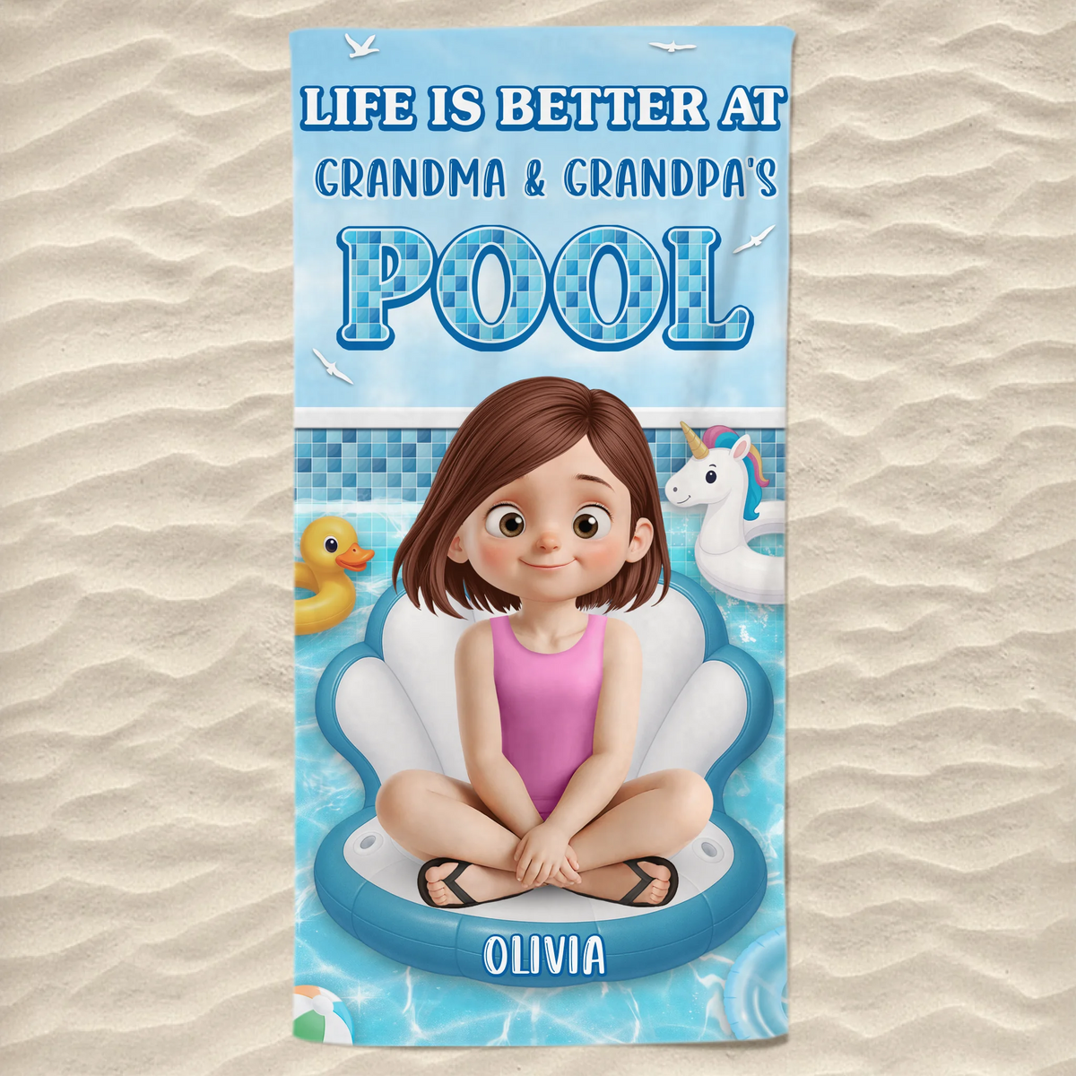 Custom Beach Towel - Personalized Summer Vacation And Travel Gifts For Family, Kids - Grandkid Pool Party