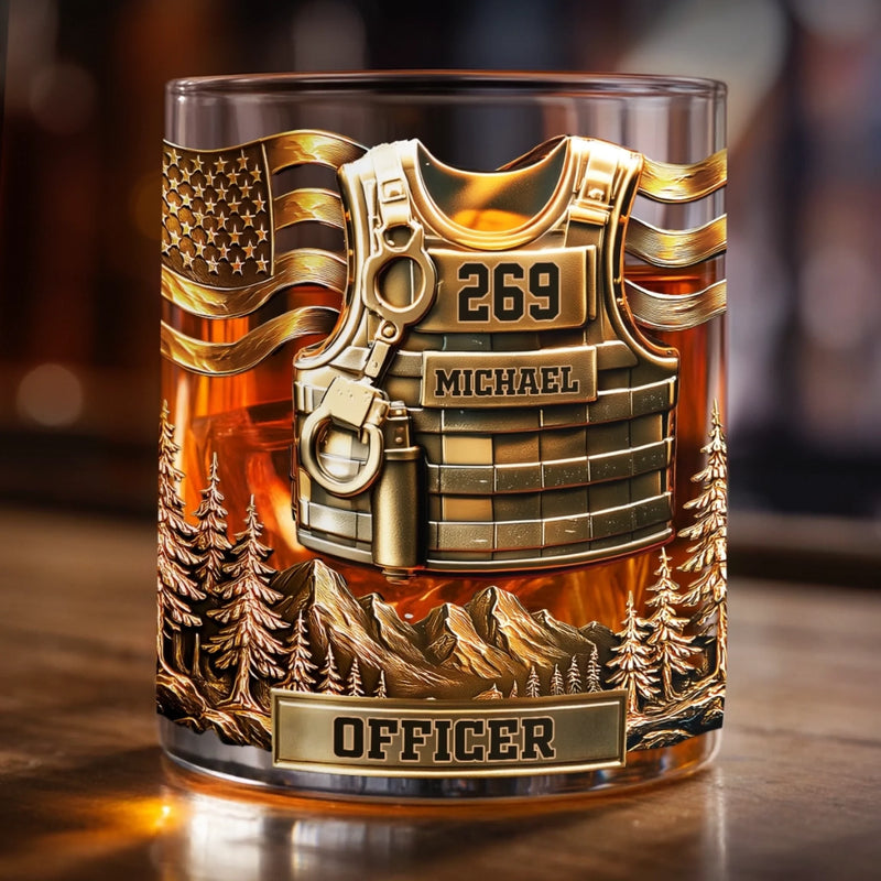 Custom 11oz Whiskey Glass - Personalized Funny Gifts For Best Friends, Family, Coworker, Work Bestie - Toast To Courage And Valor