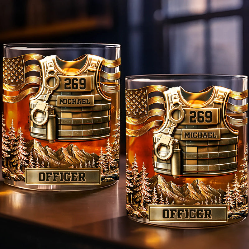 Custom 11oz Whiskey Glass - Personalized Funny Gifts For Best Friends, Family, Coworker, Work Bestie - Toast To Courage And Valor