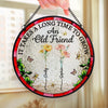 Custom Stained Glass Window Hanging Suncatcher - Personalized Best Friend Birthday Gifts For Women - Blooming Bonds That Last Forever