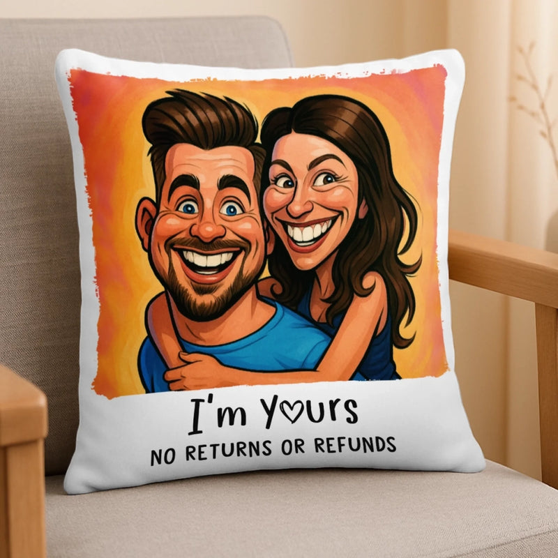 Custom Photo Funny Caricature Pillow - Personalized Anniversary Wedding Gifts For Husband And Wife, Him And Her - Together Since
