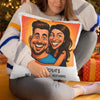 Custom Photo Funny Caricature Pillow - Personalized Anniversary Wedding Gifts For Husband And Wife, Him And Her - Together Since