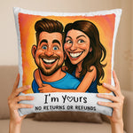 Custom Photo Funny Caricature Pillow - Personalized Anniversary Wedding Gifts For Husband, Wife, Couple - Together Since