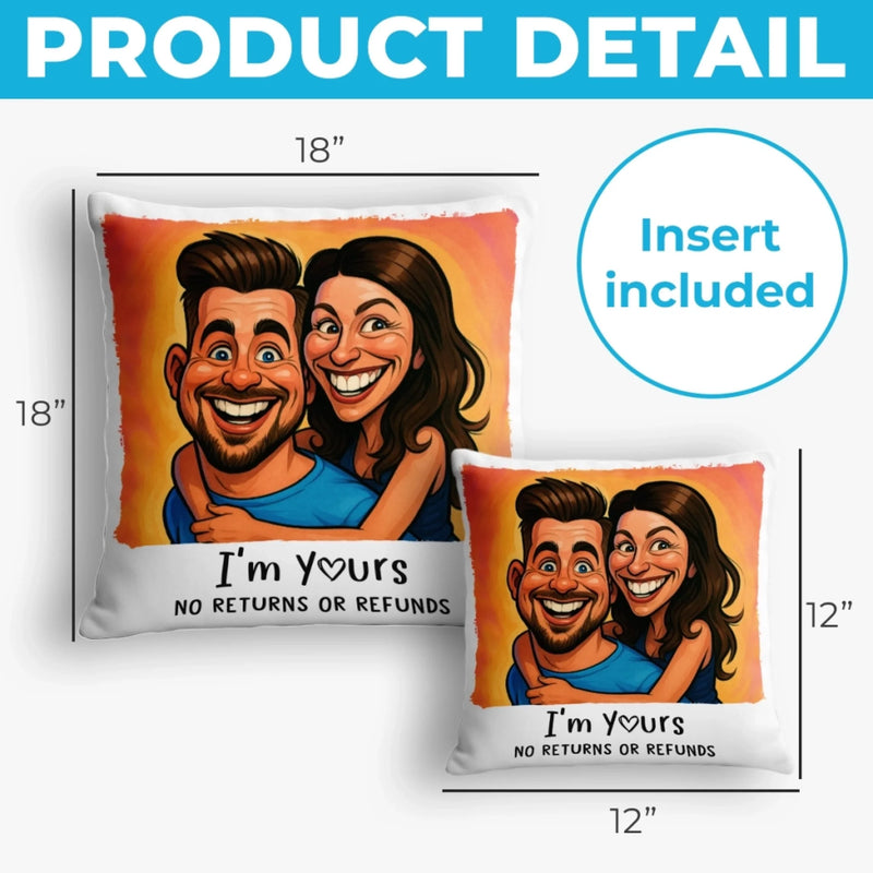 Custom Photo Funny Caricature Pillow - Personalized Anniversary Wedding Gifts For Husband And Wife, Him And Her - Together Since
