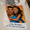 Custom Photo Funny Caricature Blanket - Personalized Anniversary Wedding Gifts For Husband And Wife, Him And Her - Annoying Each Other