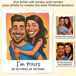 Custom Photo Funny Caricature Blanket - Personalized Anniversary Wedding Gifts For Husband And Wife, Him And Her - Annoying Each Other