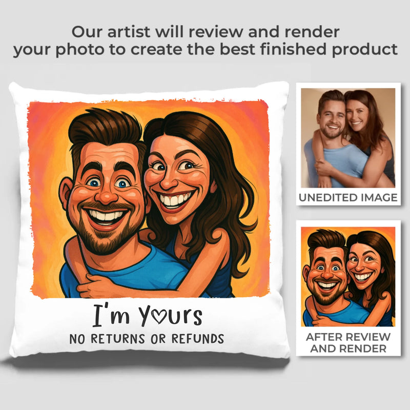 Custom Photo Funny Caricature Pillow - Personalized Anniversary Wedding Gifts For Husband And Wife, Him And Her - Together Since