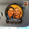 Custom Photo Funny Caricature Car Visor Clip - Personalized Best Friend Birthday Gifts For Women - I'd Punch For You