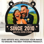Custom Photo Funny Caricature Window Hanging Suncatcher Ornament - Personalized Anniversary Wedding Gifts For Husband And Wife, Him And Her - Still Going Strong