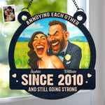 Custom Photo Funny Caricature Window Hanging Suncatcher Ornament - Personalized Anniversary Wedding Gifts For Husband And Wife, Him And Her - Still Going Strong