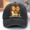 Custom Vintage Washed Denim Baseball Cap - Personalized Anniversary Wedding Gifts For Husband And Wife, Dog Cat Lovers - Together Since