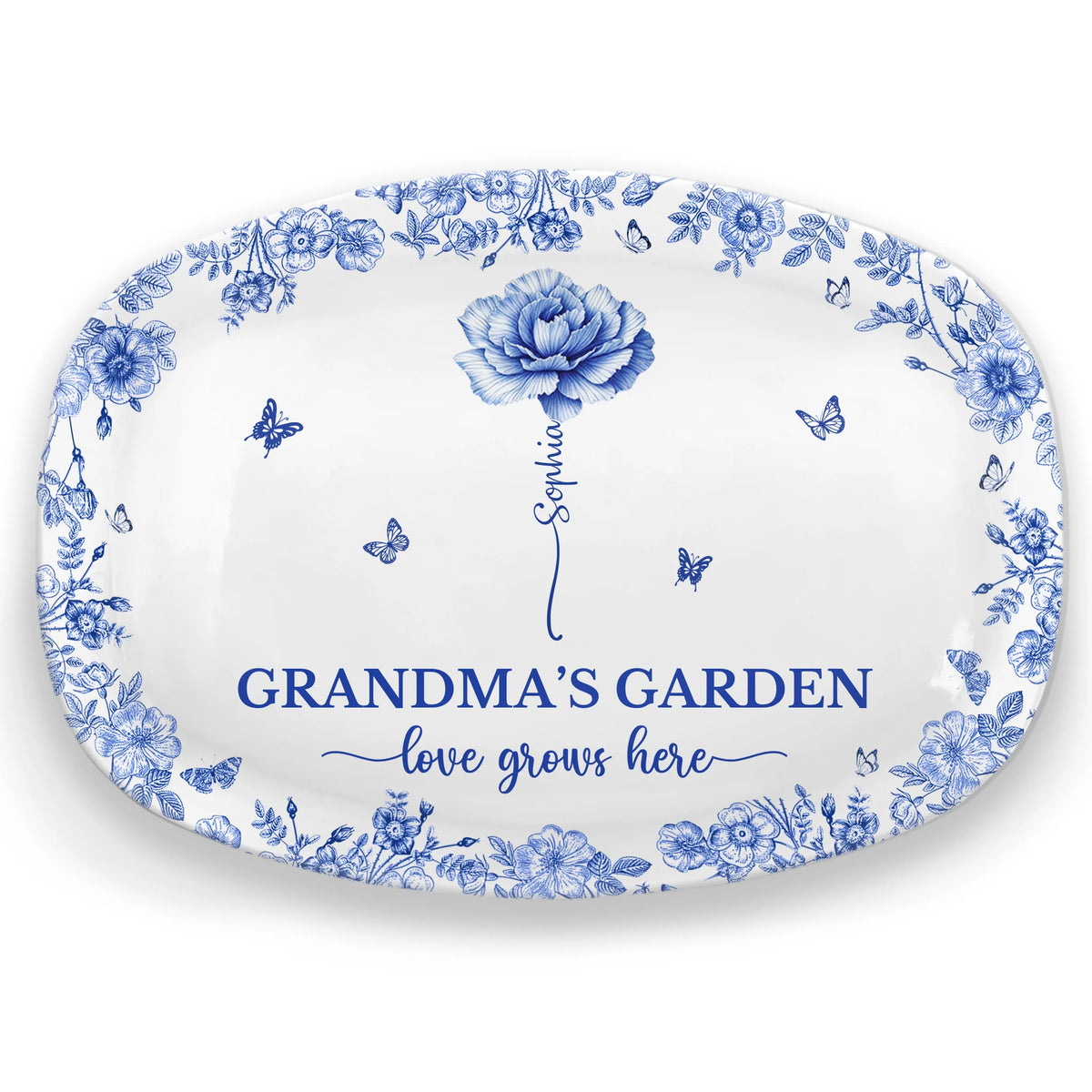 Custom Platter - Personalized Birthday Gifts For Mom, Grandma - Floral Roots Of Everlasting Love