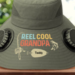 Custom Hat With Fans Solar Power - Personalized Birthday Fishing Gifts For Grandpa, Dad, Fisherman - Reel Cool Grandpa