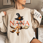 Custom Unisex Sweatshirt, Hoodie With Design On Sleeve - Personalized Halloween Birthday Gifts For Mom, Grandma - Bewitching Fun With Witchy Nana