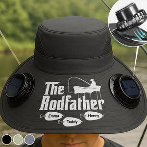Custom Hat With Fans Solar Power - Personalized Birthday Fishing Gifts For Fisherman, Dad, Grandpa - The Rodfather