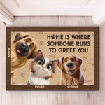 Custom Home Decor Decorative Mat - Personalized Birthday Gifts For Dog Cat Lovers, Dog Dad And Mom, Cat Owners - Home Is Where The Paw Is