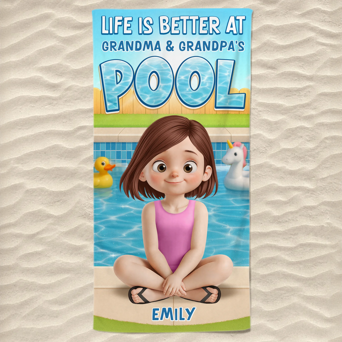 Custom Beach Towel - Personalized Summer Vacation And Travel Gifts For Family, Kids - Sunny Days, Happy Waves