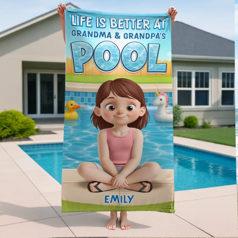 Custom Beach Towel - Personalized Summer Vacation And Travel Gifts For Family, Kids - Sunny Days, Happy Waves