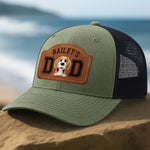 Custom Name Dog Dad Gifts for Dog Lovers - Personalized Custom Shaped Leather Patch Cap