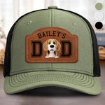 Custom Name Dog Dad Gifts for Dog Lovers - Personalized Custom Shaped Leather Patch Cap