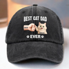 Casquette de baseball vintage en denim délavé personnalisée – Cadeaux d'anniversaire personnalisés pour les amoureux des chats, maman et papa – Mon enfant a des pattes