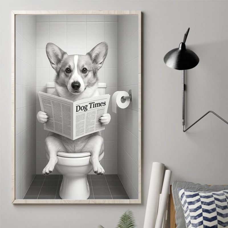 Custom Photo Bathroom Vertical Poster - Personalized  Birthday Gifts For Dog Cat Lovers, Dog Dad And Mom, Cat Owners - Do Not Disturb, I’m Reading The Dog Times