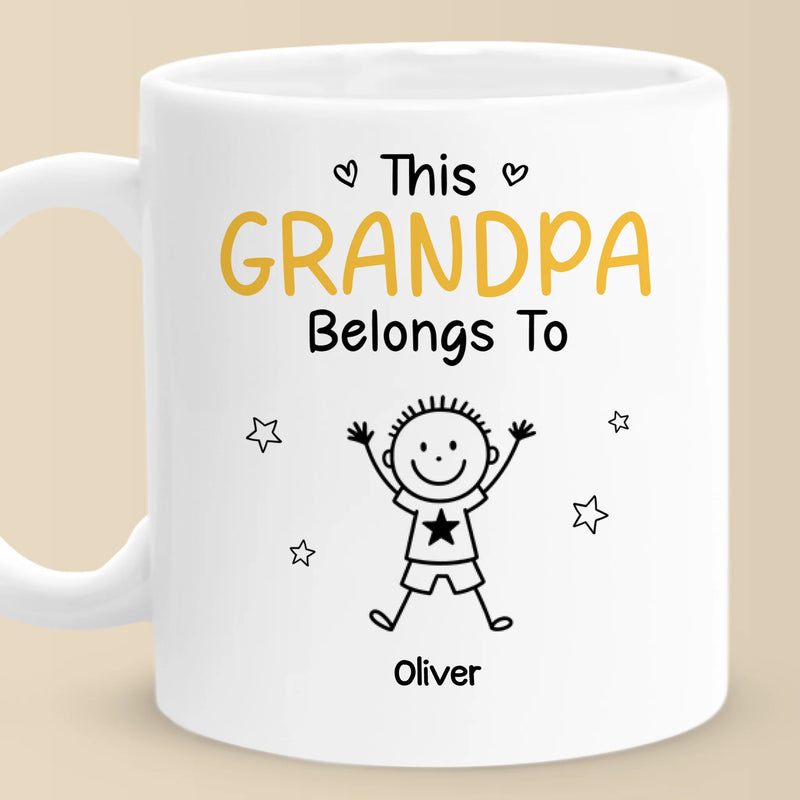 Custom Mug - Personalized Birthday Gifts For Dad, Grandpa - Grandpa Belongs To Kids