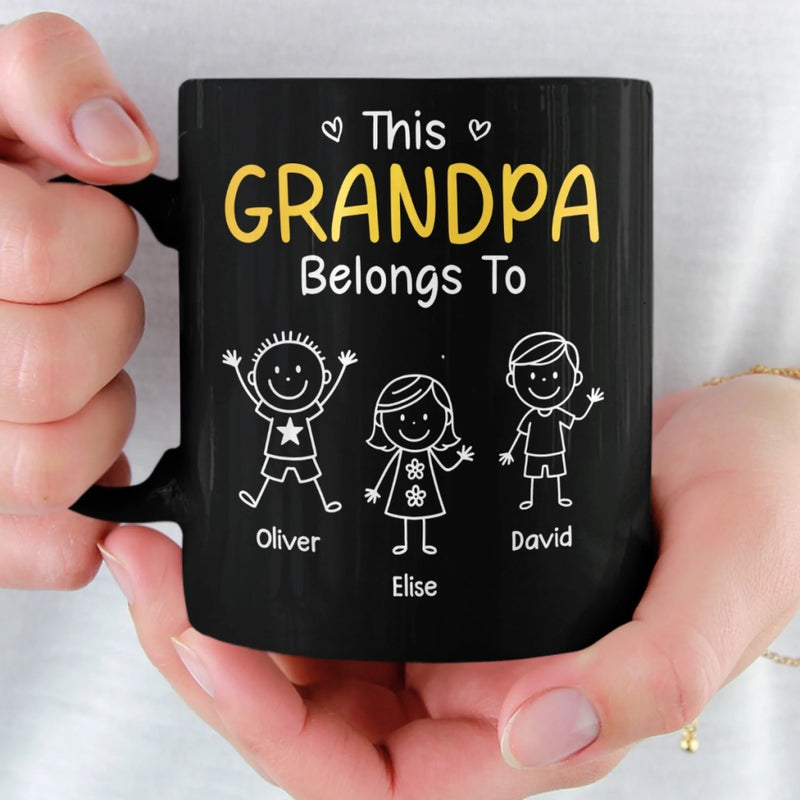 Custom Black Mug - Personalized Birthday Gifts For Dad, Grandpa - Grandkids Make Life Grand