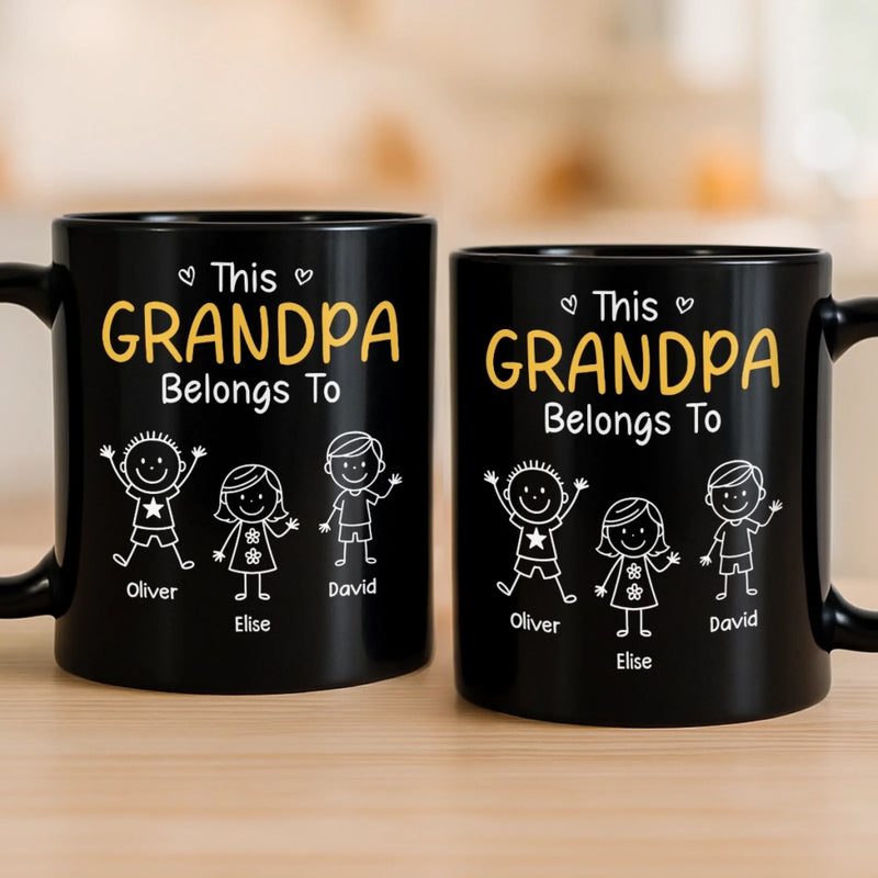 Custom Black Mug - Personalized Birthday Gifts For Dad, Grandpa - Grandkids Make Life Grand