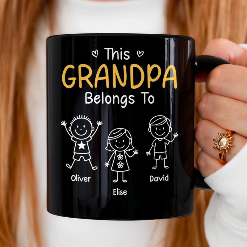 Custom Black Mug - Personalized Birthday Gifts For Dad, Grandpa - Grandkids Make Life Grand