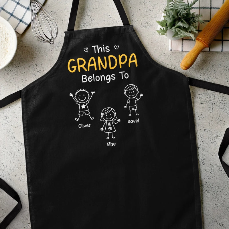 Custom Apron - Personalized Birthday Gifts For Dad, Grandpa - This Grandpa Loves His Crew