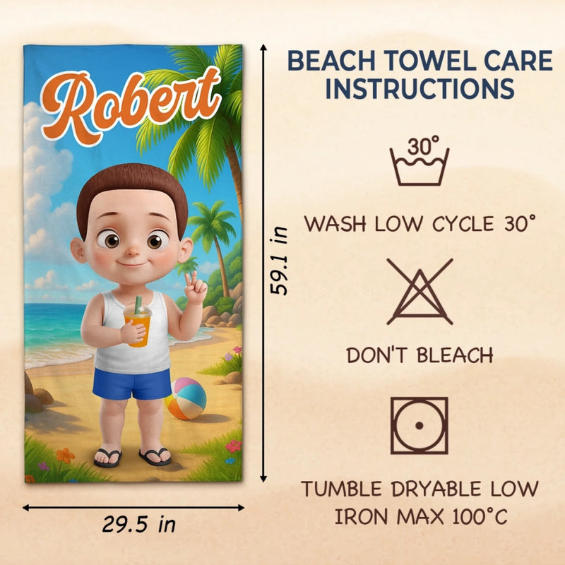 Custom Beach Towel - Personalized Summer Vacation And Travel Gifts For Family, Kids - Pool Party Pro