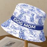 Custom Bucket Hat - Personalized Birthday Gifts For Dog Lovers, Dog Dad And Mom - Blue Toile, Golden Souls