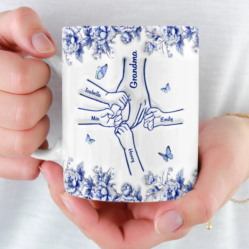 Custom 3D Inflated Effect Printed Mug - Personalized Birthday Gifts For Mom, Grandma - Hand In Hand Through Life