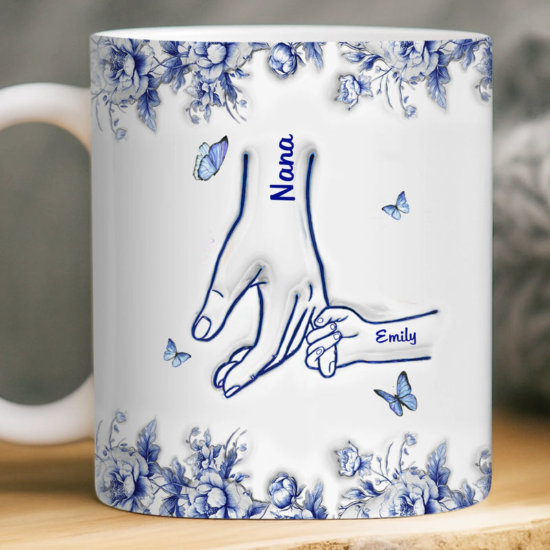 Custom 3D Inflated Effect Printed Mug - Personalized Birthday Gifts For Mom, Grandma - Hand In Hand Through Life