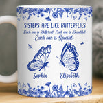 Custom Mug - Personalized Best Friend Birthday Gifts For Women - Sisters Bloom On Colorful Wings