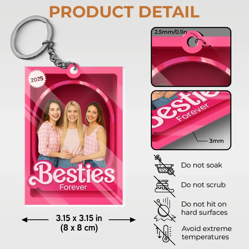 Custom Photo Shaped Acrylic Keychain - Personalized Best Friend Birthday Gifts For Women - Besties Forever