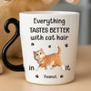 Custom 12oz Cat Handle Ceramic Mug - Personalized Birthday Gifts For Cat Lovers, Cat Mom And Dad - Happiness Is Covered In Cat Hair