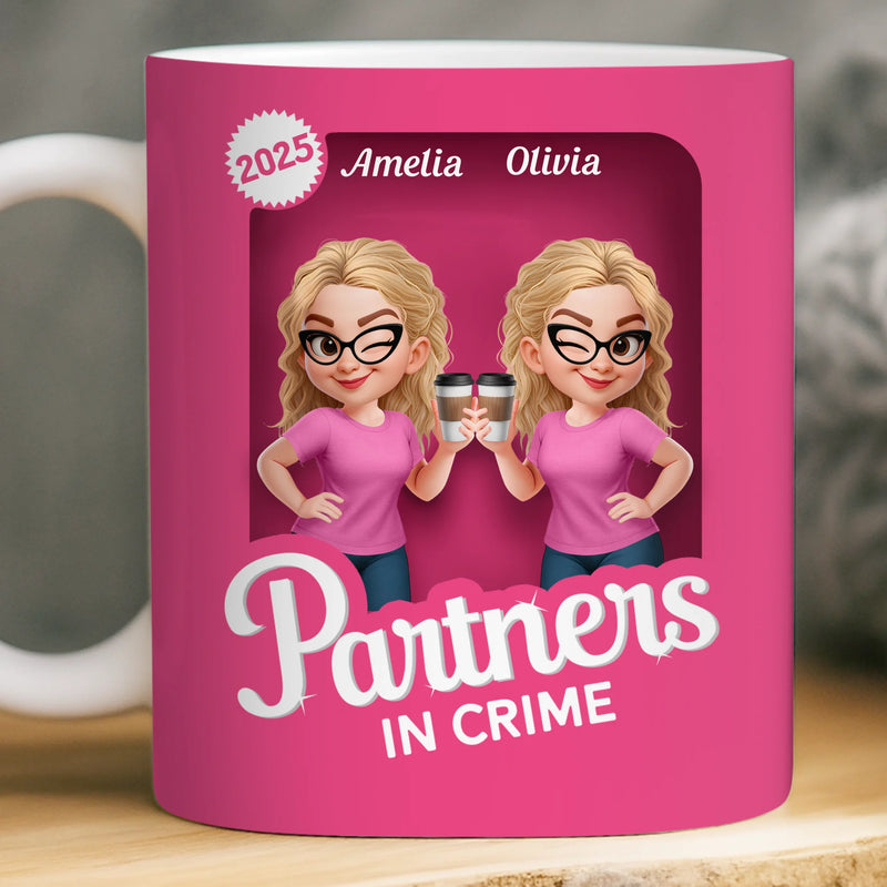 Custom Mug - Personalized Best Friend Birthday Gifts For Women, Besties, Sisters, BFF - Partners In Crime Sisters Forever