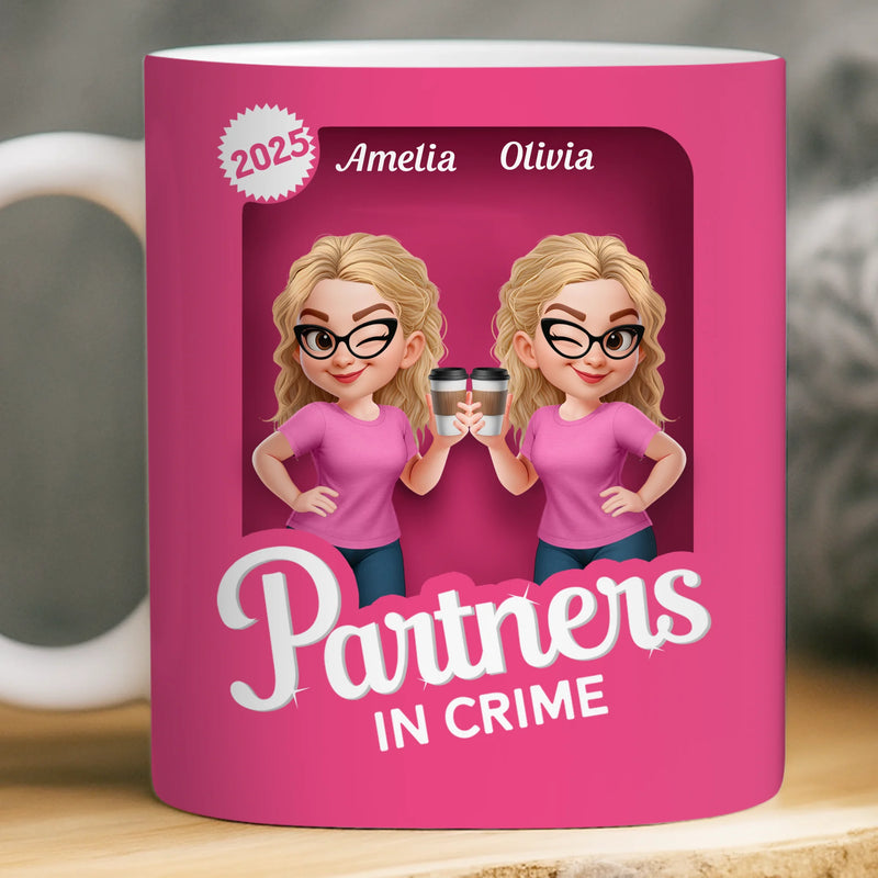 Custom Mug - Personalized Best Friend Birthday Gifts For Women, Besties, Sisters, BFF - Partners In Crime Sisters Forever