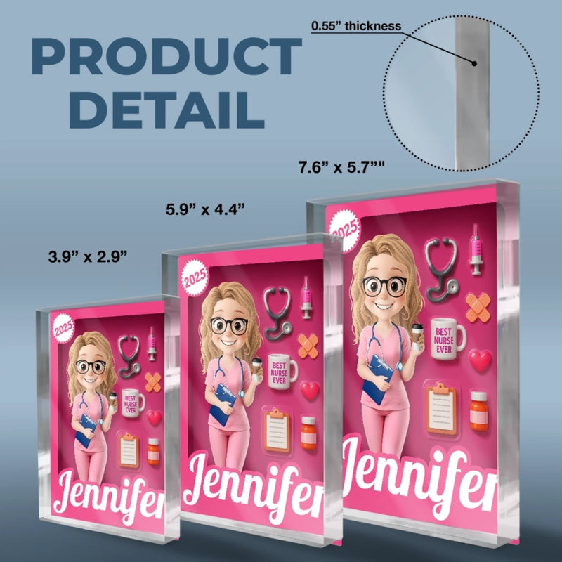 Custom Rectangle Shaped Acrylic Plaque - Personalized Birthday Gifts For Nurse - Best Nurse Ever