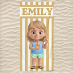 Custom Beach Towel - Personalized Summer Vacation And Travel Gifts For Family, Kids - Poolside Cuteness Overload