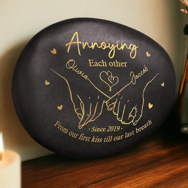 Custom Printed Rock - Personalized Anniversary Wedding Gifts For Husband And Wife, Him And Her - Cheers To Our Story