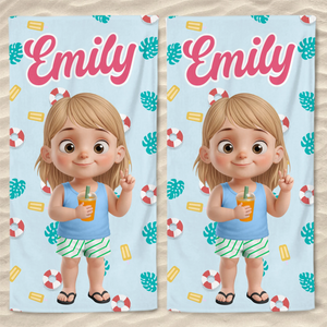 Custom Beach Towel - Personalized Summer Vacation And Travel Gifts For Family, Kids - Summer Splash Vibes Only