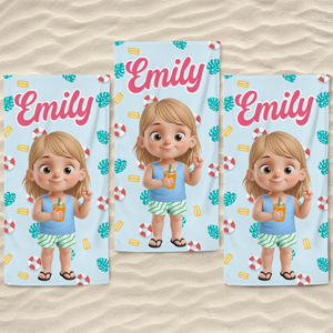 Custom Beach Towel - Personalized Summer Vacation And Travel Gifts For Family, Kids - Summer Splash Vibes Only