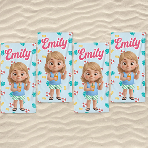 Custom Beach Towel - Personalized Summer Vacation And Travel Gifts For Family, Kids - Summer Splash Vibes Only