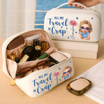 Custom PU Leather Travel Toiletry Bag - Personalized Summer Vacation And Travel Gifts For Women - Sorry, Not Sorry For My Travel Chaos