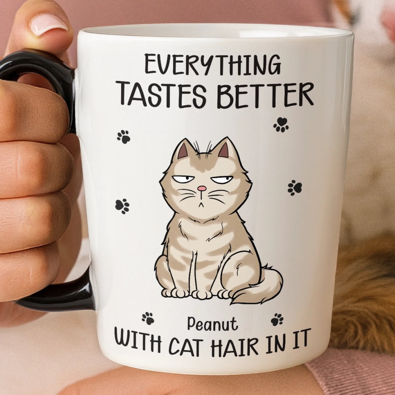 Custom 12oz Cat Handle Ceramic Mug - Personalized Birthday Gifts For Cat Lovers, Cat Mom And Dad - Cat Hair, Don’t Care