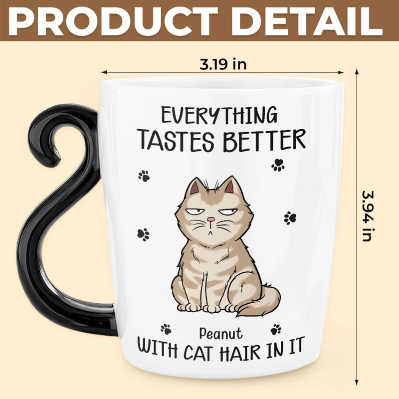Custom 12oz Cat Handle Ceramic Mug - Personalized Birthday Gifts For Cat Lovers, Cat Mom And Dad - Cat Hair, Don’t Care